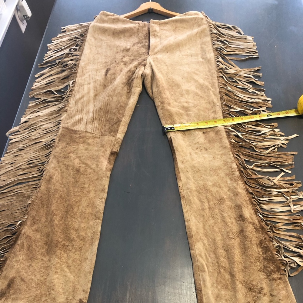 Ralph Lauren buttery soft suede leather fringe pants. Size 4 Yellowstone